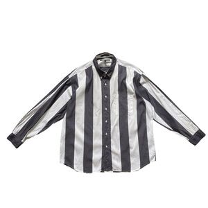 Perry Ellis Button Down Shirt, Gray and White, Size X Large